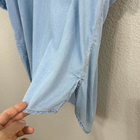 Perch by BluPepper Blue Button Detail Chambray Blouse Relaxed Fit XL - Picture 4 of 8